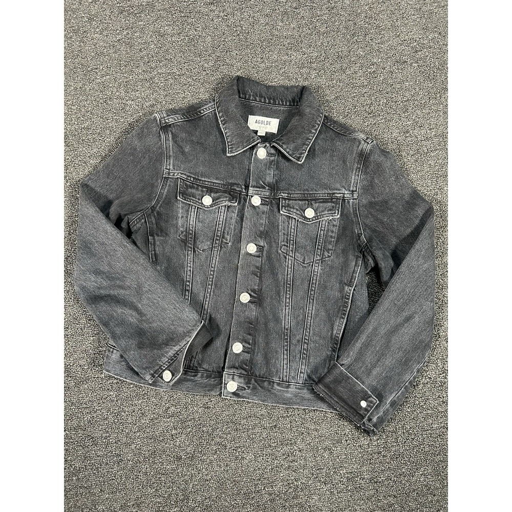 Agolde Vivian Cropped Denim Jacket Women's Small Black Trucker Western Pockets